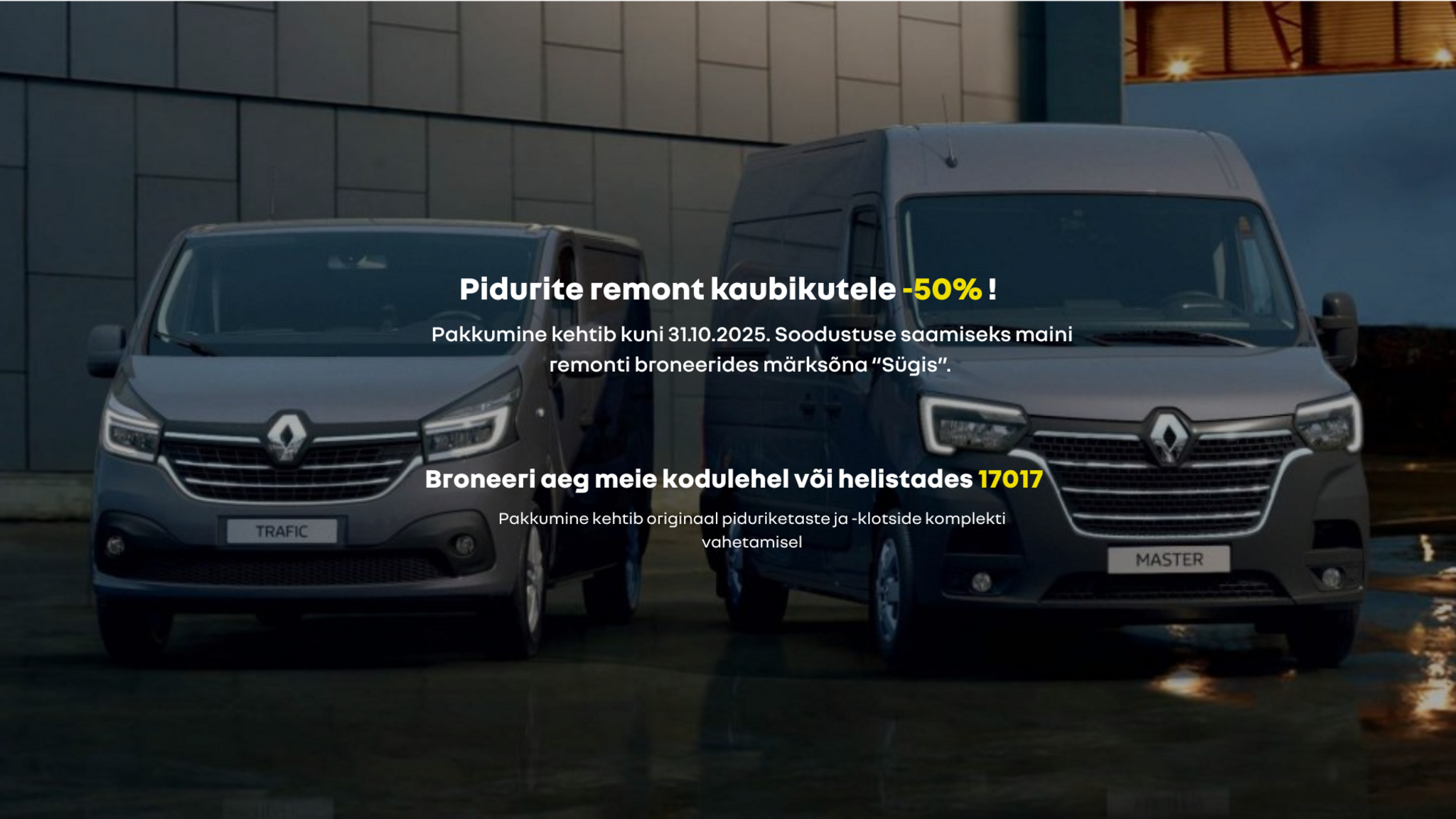 Pidurite remont kaubikutele -50%