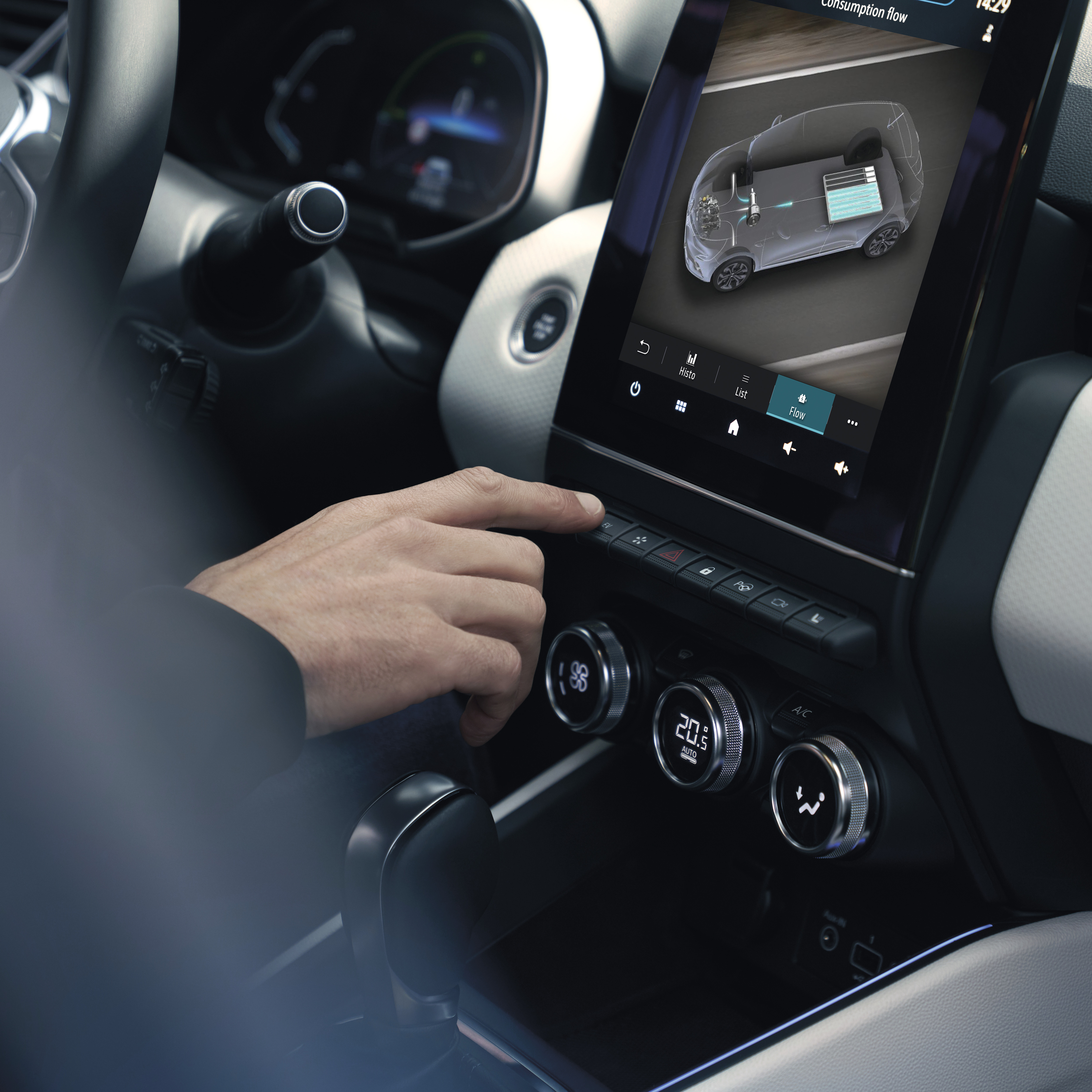 Renault Clio hübriid E-TECH ekraan 7-tolline sisekujundus