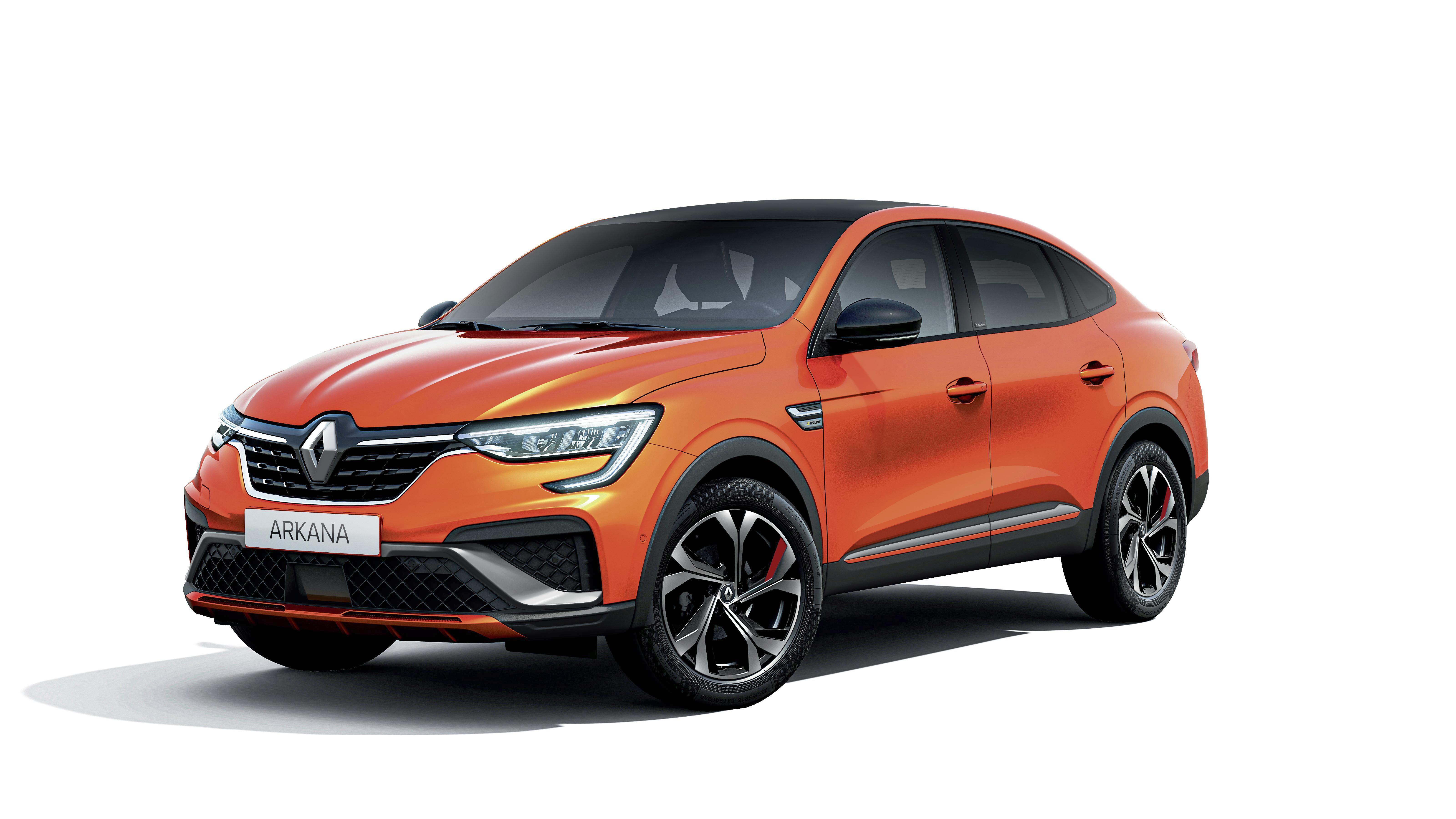 Uus kupee-linnamaastur oranž Renault Arkana esiosa