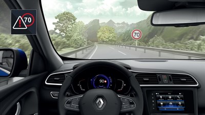 Renault Kadjar sõidukiiruse hoiatussüsteem liiklusmärkide tuvastus