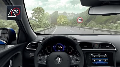 Renault Kadjar sõidukiiruse hoiatussüsteem liiklusmärkide tuvastus