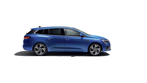 Sinine Renault Megane Grandtour universaal profiil kere väliskujundus R.S. Line